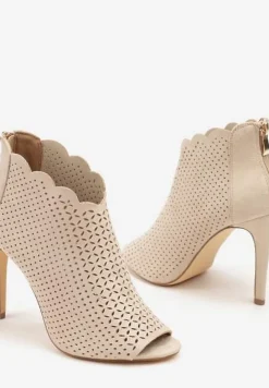 Beżowe Ażurowe Sandały Vices na Szpilce Selith