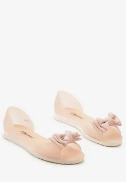 Beżowe Balerinki Meliski z Materiałową Kokardką w Pasującym Kolorze Anirtepa
