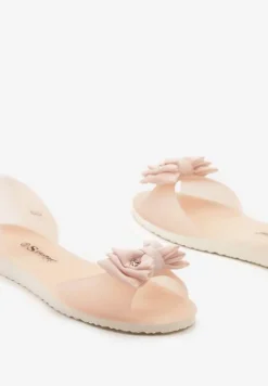 Beżowe Balerinki Meliski z Materiałową Kokardką w Pasującym Kolorze Anirtepa