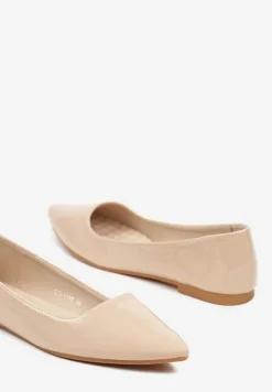 Beżowe Balerinki na Płaskiej Podeszwie w Klasycznym Stylu Elithra