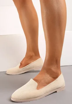 Beżowe Balerinki Typu Loafersy Daphikaia