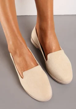 Beżowe Balerinki Typu Loafersy Daphikaia