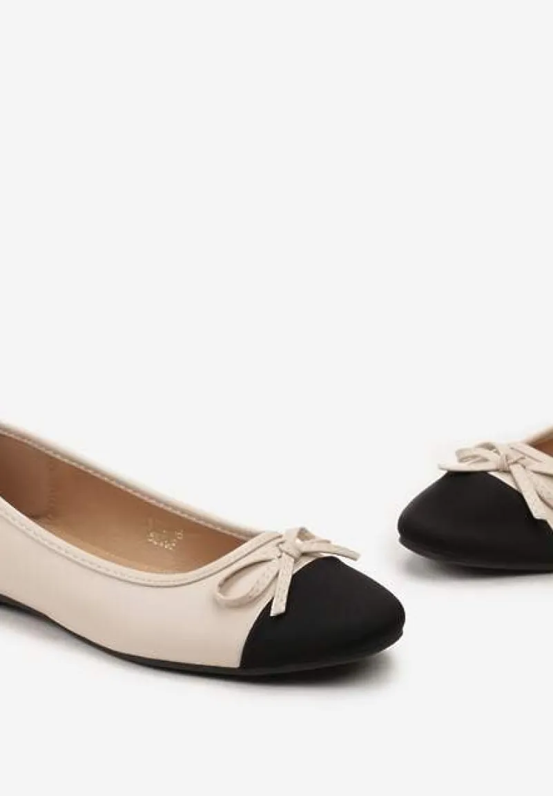 Beżowe Balerinki z Ozdobnym Noskiem i Subtelną Kokardką Cosalba