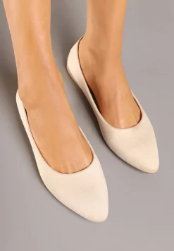 Beżowe Basicowe Balerinki z Migdałkowym Noskiem Tulvia
