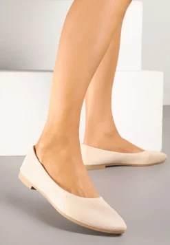 Beżowe Basicowe Balerinki z Migdałkowym Noskiem Tulvia
