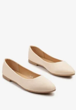 Beżowe Basicowe Balerinki z Migdałkowym Noskiem Tulvia