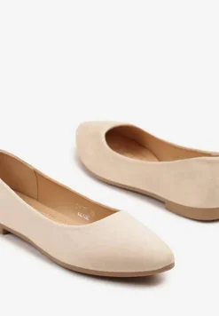 Beżowe Basicowe Balerinki z Migdałkowym Noskiem Tulvia