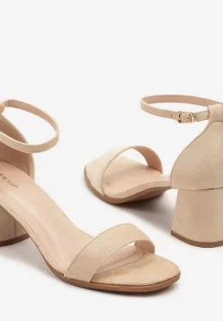 Beżowe Basicowe Sandały Vices na Słupku Soretta