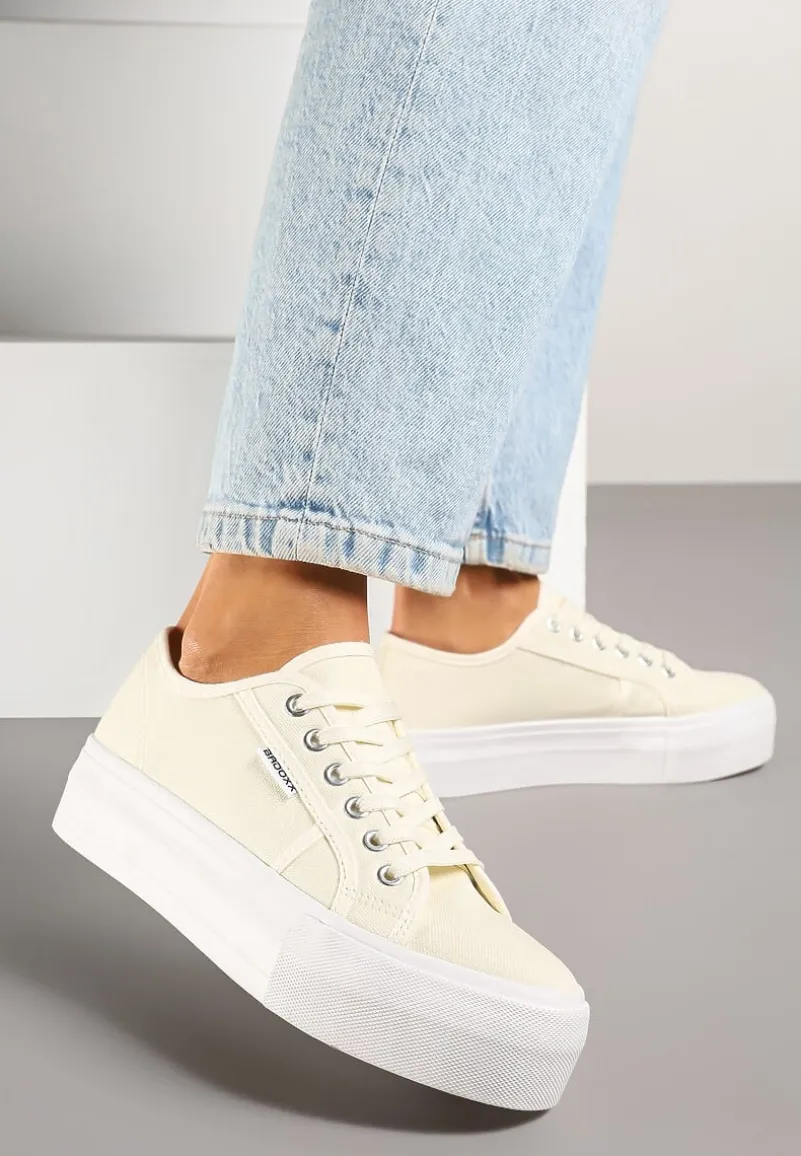 Beżowe Basicowe Trampki na Platformie Mailiselle