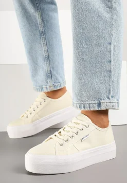 Beżowe Basicowe Trampki na Platformie Mailiselle