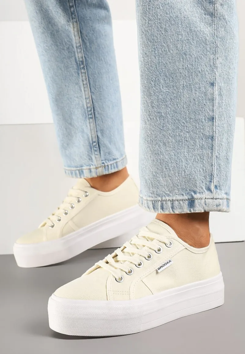 Beżowe Basicowe Trampki na Platformie Mailiselle