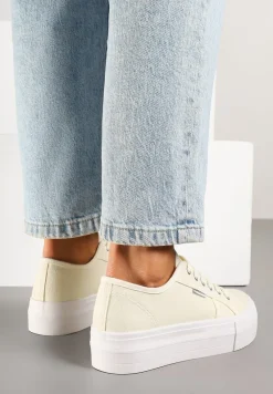 Beżowe Basicowe Trampki na Platformie Mailiselle