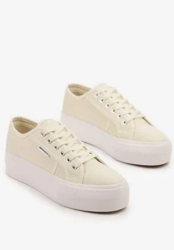 Beżowe Basicowe Trampki na Platformie Mailiselle