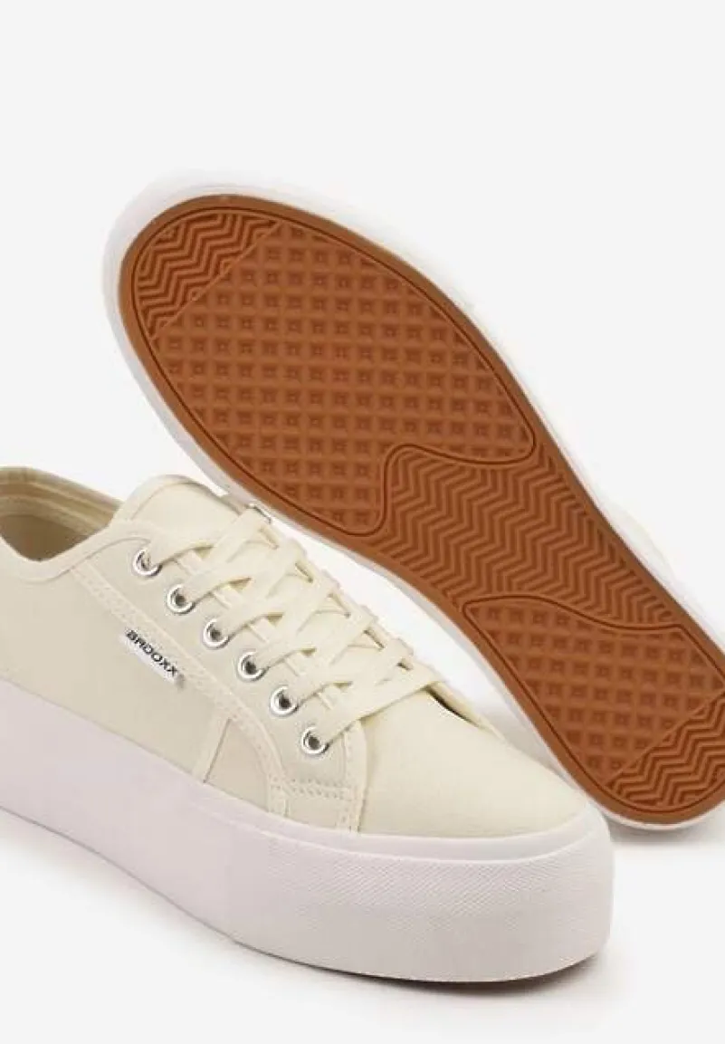 Beżowe Basicowe Trampki na Platformie Mailiselle