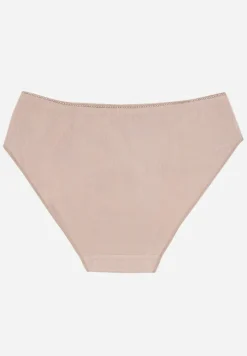 Beżowe Bawełniane Majtki Figi Wykończone Ozdobną Nitką Besivia