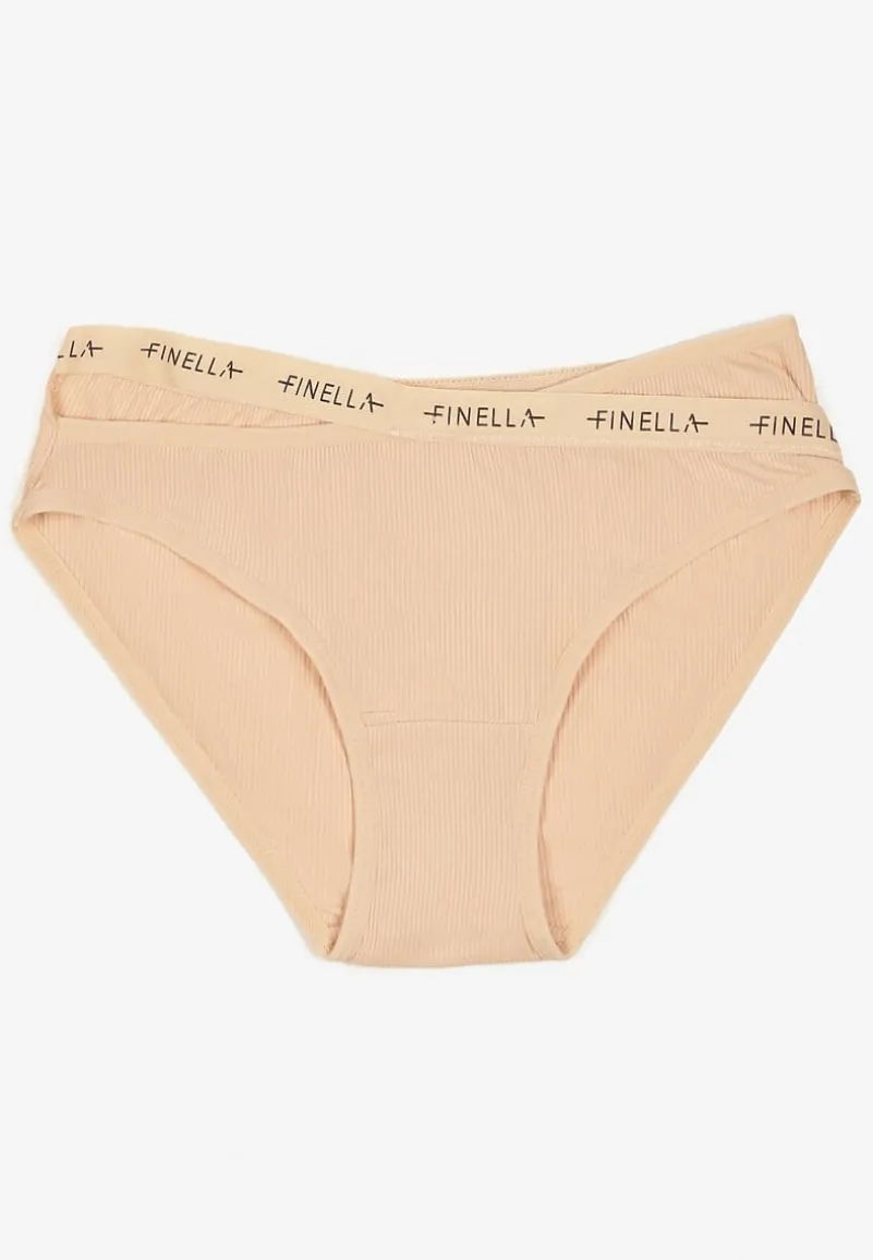 Beżowe Bawełniane Majtki Figi z Napisami Zeiala