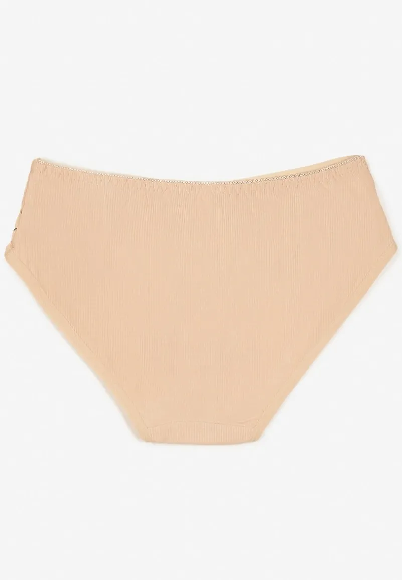 Beżowe Bawełniane Majtki Figi z Napisami Zeiala