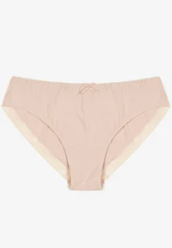 Beżowe Bawełniane Majtki z Kokardą i Koronką Tamielis