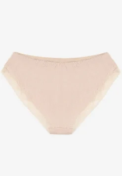 Beżowe Bawełniane Majtki z Kokardą i Koronką Tamielis