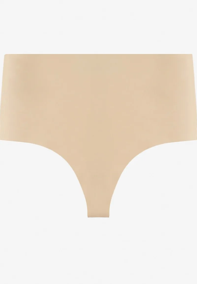 Beżowe Bezszwowe Majtki High Waist Kolunea