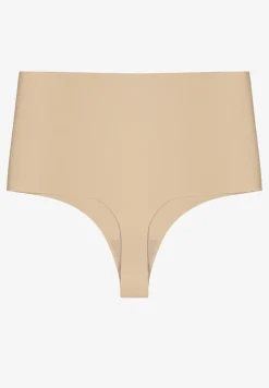 Beżowe Bezszwowe Majtki High Waist Kolunea