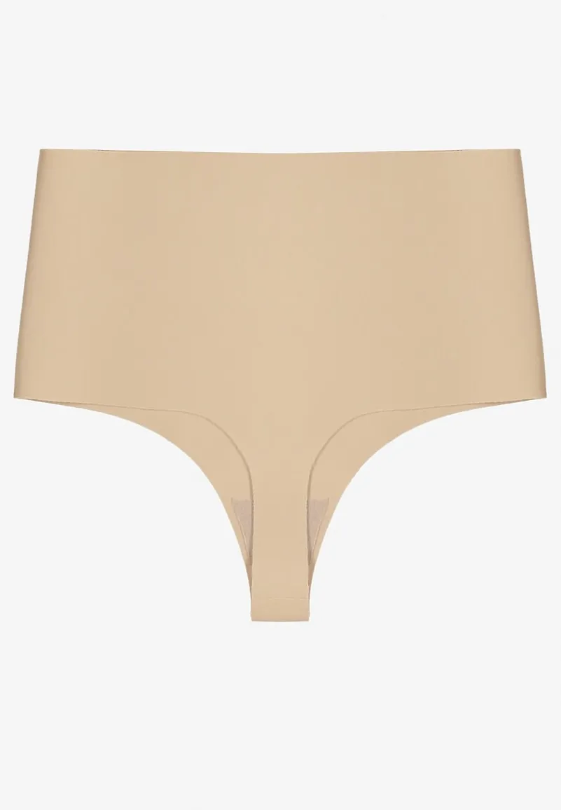 Beżowe Bezszwowe Majtki High Waist Kolunea