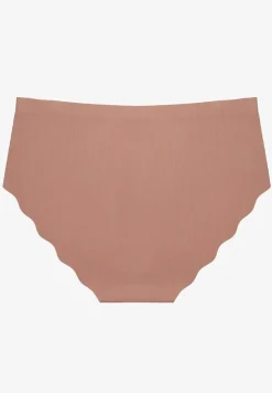Beżowe Bezszwowe Majtki Typu Figi Ozdobione Falbanką Lilivies