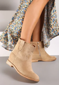 Beżowe Botki na Koturnie Davo