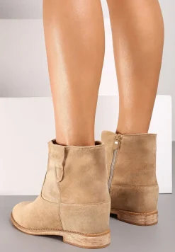 Beżowe Botki na Koturnie Davo