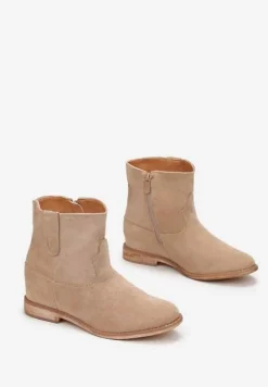 Beżowe Botki na Koturnie Davo