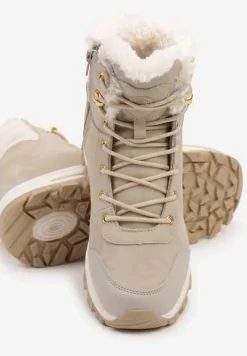 Beżowe Botki Trekkingowe na Platformie ze Sznurowaniem Labrinna