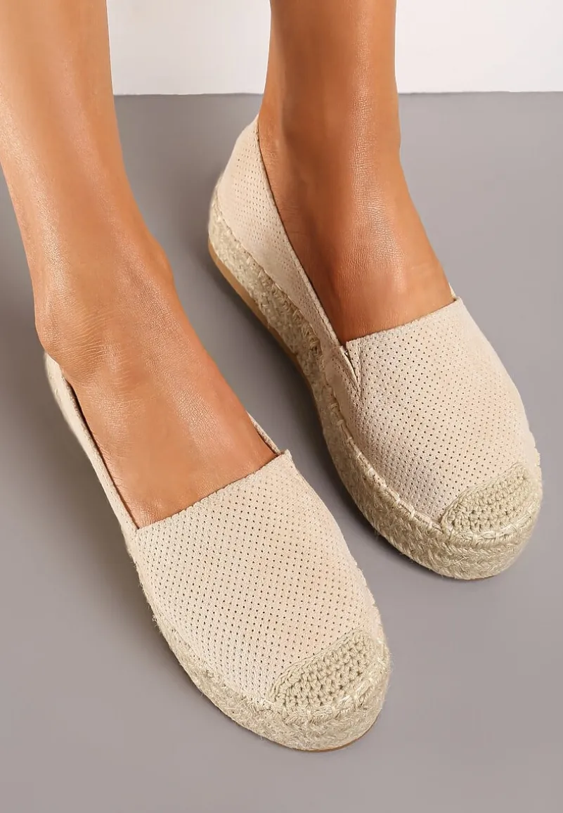 Beżowe Casualowe Espadryle na Grubej Podeszwie Ozdobionej Plecionką Honorelle
