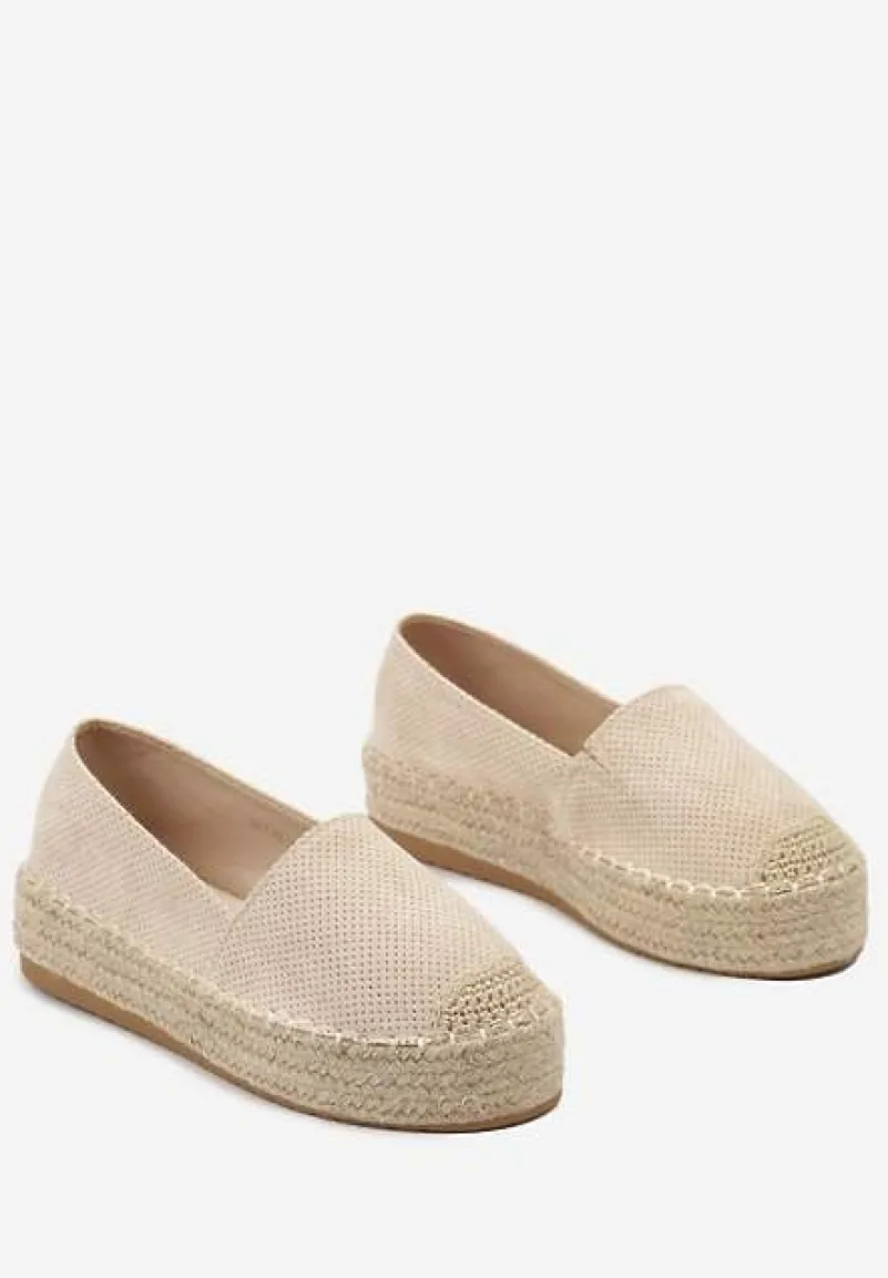 Beżowe Casualowe Espadryle na Grubej Podeszwie Ozdobionej Plecionką Honorelle