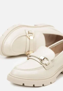 Beżowe Casualowe Mokasyny na Płaskiej Podeszwie ze Sprzączkami Herdefia