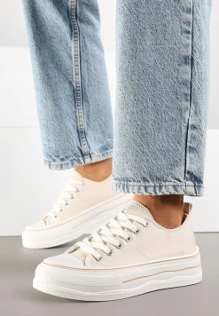 Beżowe Casualowe Trampki na Niskiej Platformie Natirinne