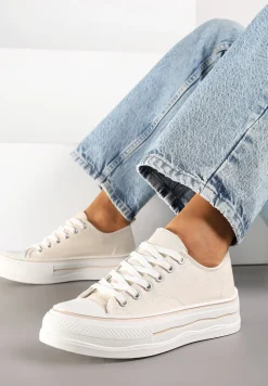 Beżowe Casualowe Trampki na Niskiej Platformie Natirinne