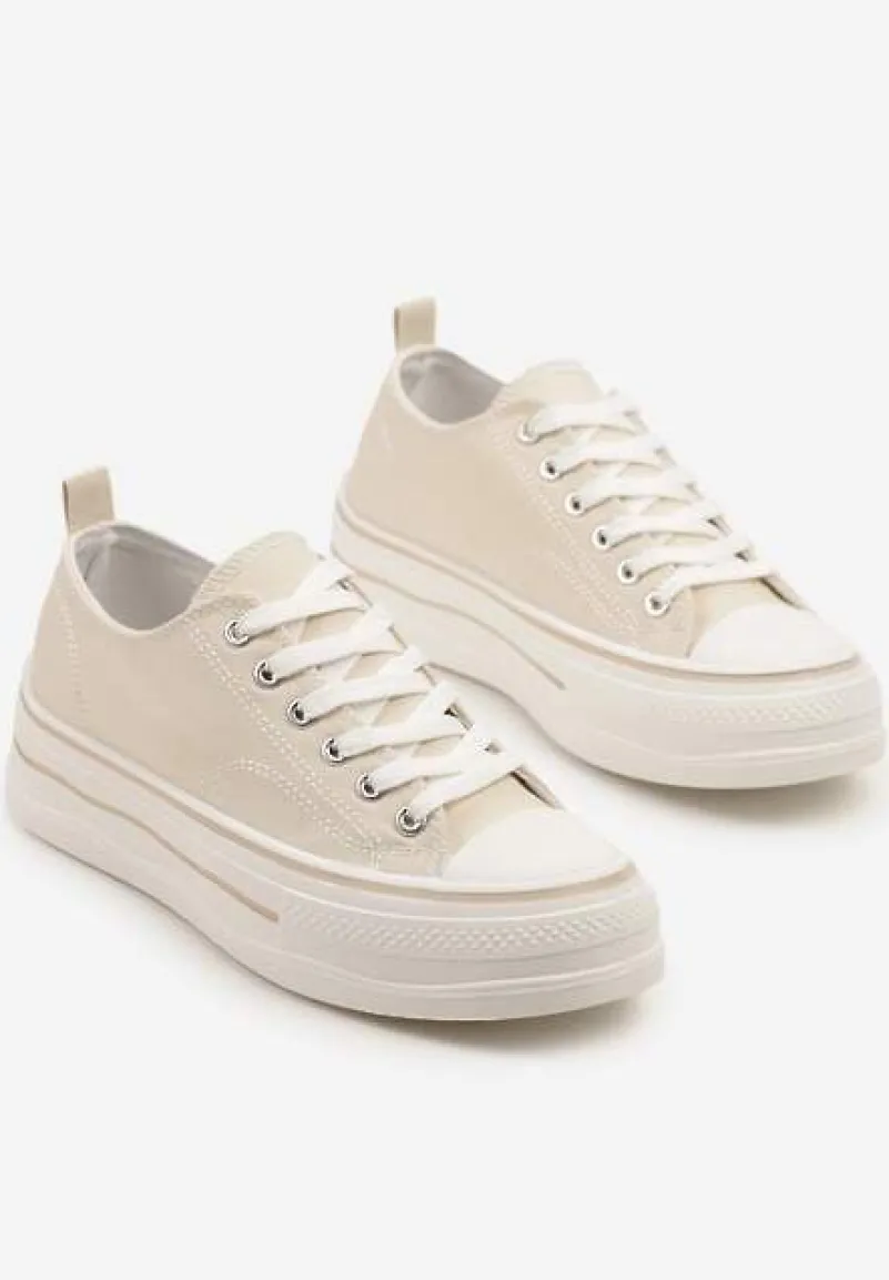 Beżowe Casualowe Trampki na Niskiej Platformie Natirinne