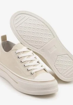 Beżowe Casualowe Trampki na Niskiej Platformie Natirinne