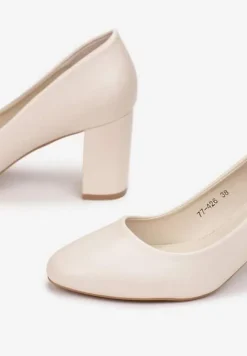 Beżowe Czółenka na Słupku Heloise