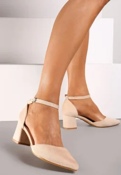 Beżowe Czółenka na Słupku Lasnire