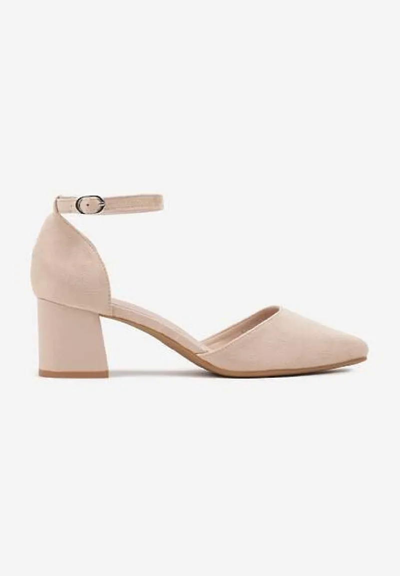 Beżowe Czółenka na Słupku Lasnire