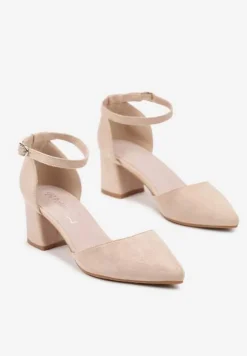 Beżowe Czółenka na Słupku Lasnire