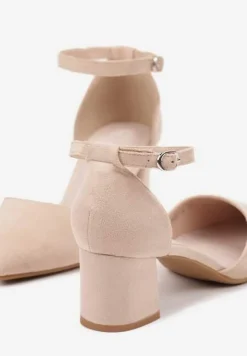 Beżowe Czółenka na Słupku Lasnire