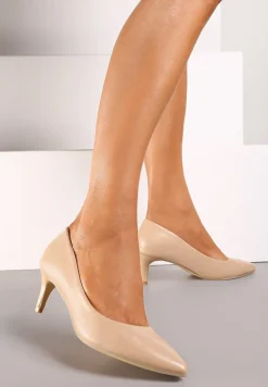 Beżowe Czółenka na Szpilce w Klasycznym Stylu ze Skórzaną Wkładką Meloriel