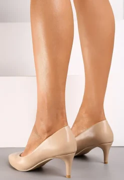 Beżowe Czółenka na Szpilce w Klasycznym Stylu ze Skórzaną Wkładką Meloriel
