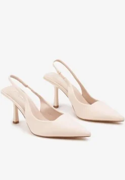 Beżowe Czółenka na Szpilce z Odkrytą Piętą Irillane