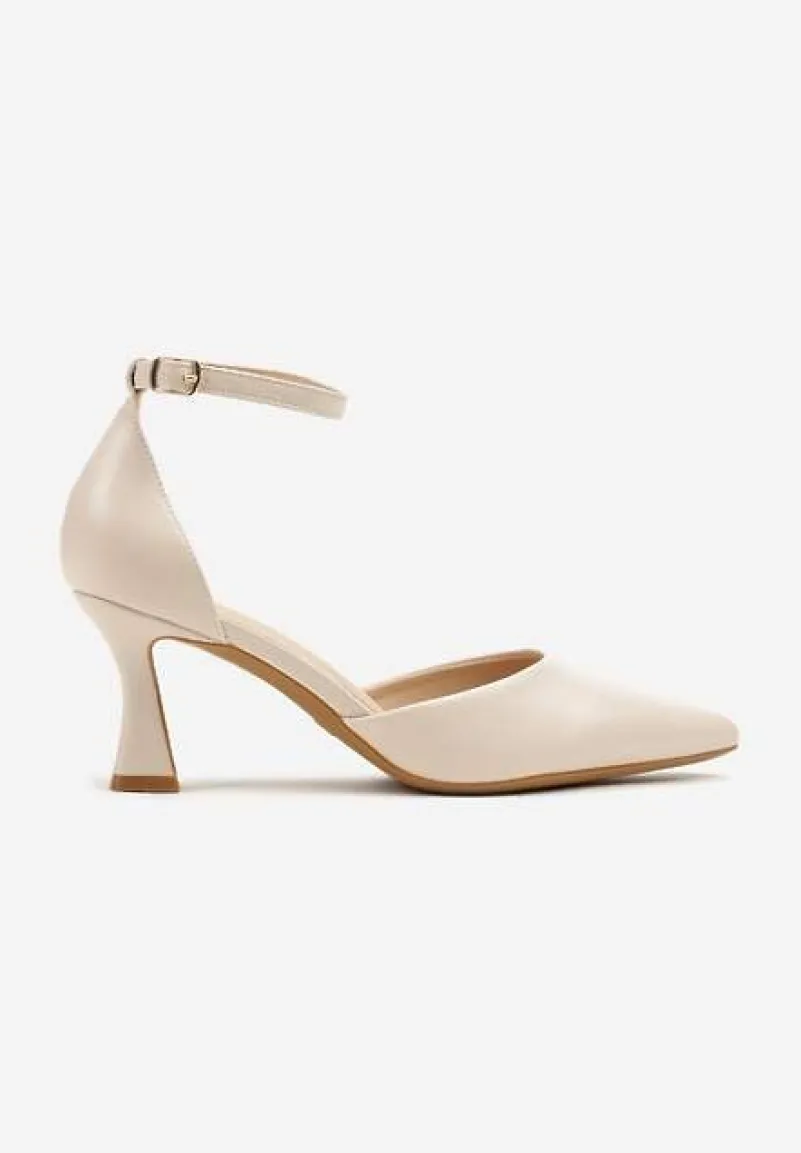 Beżowe Czółenka Vices na Klepsydrze z Noskiem w Szpic i Klamerką Nusithia