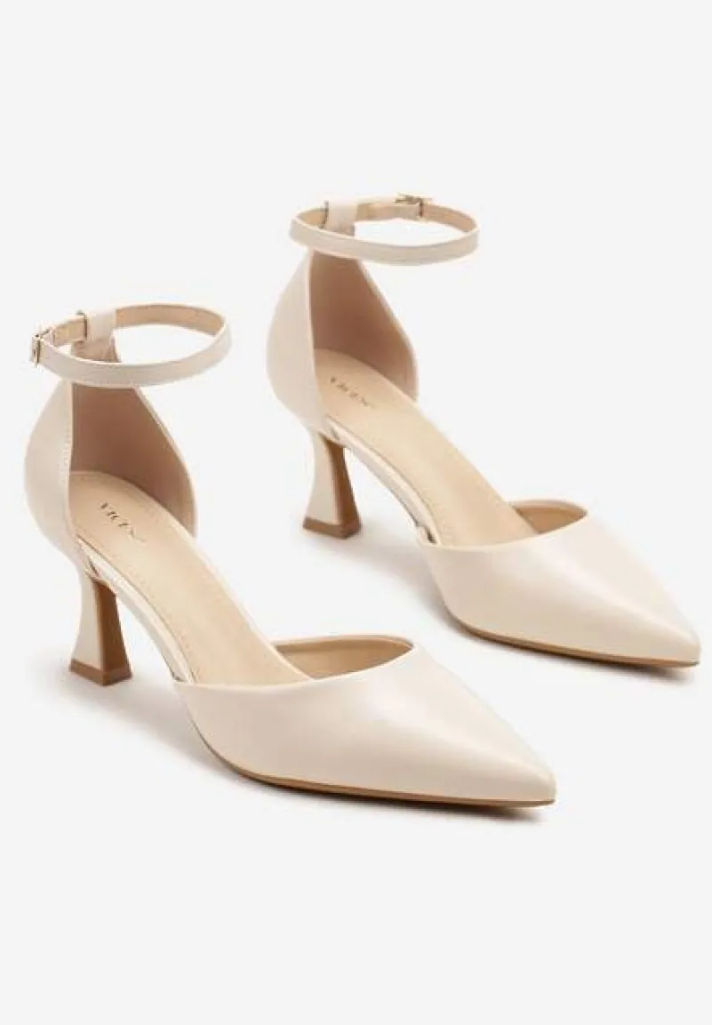 Beżowe Czółenka Vices na Klepsydrze z Noskiem w Szpic i Klamerką Nusithia