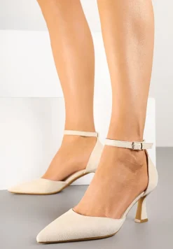 Beżowe Czółenka Vices z Ekozamszu na Klepsydrowym Obcasie Ezrival