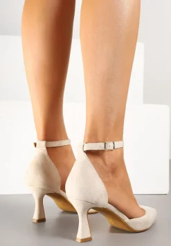 Beżowe Czółenka Vices z Ekozamszu na Klepsydrowym Obcasie Ezrival